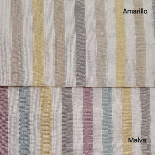Tela visillo de lino rayitas colores - 2
