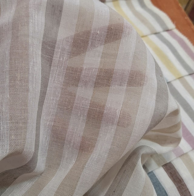 Tela visillo de lino rayitas colores - 5