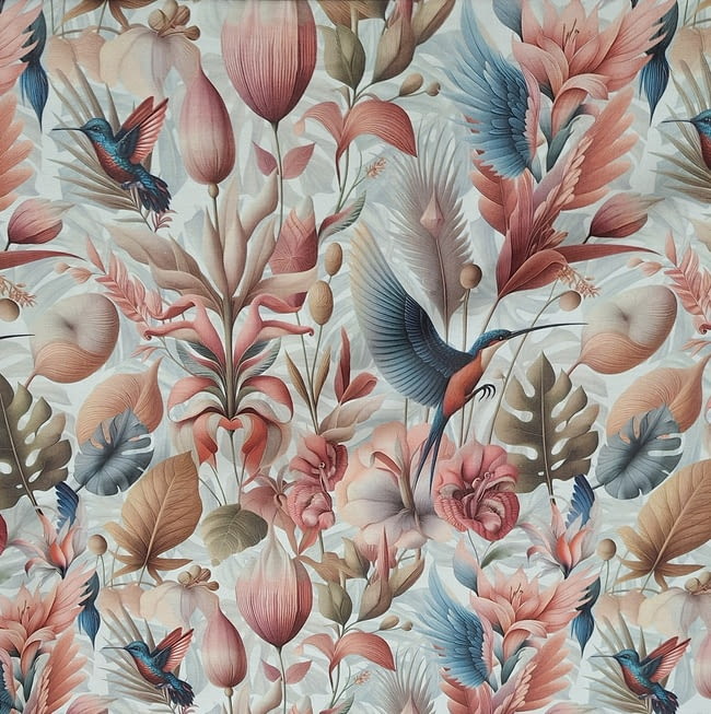 Tela half panamá flor inglesa colibrí - 3