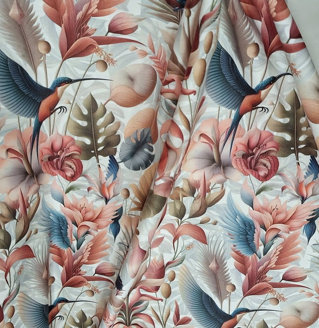 Tela half panamá flor inglesa colibrí - 4