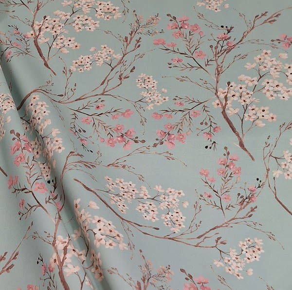 Tela half panamá verde agua flor de almendro - 3