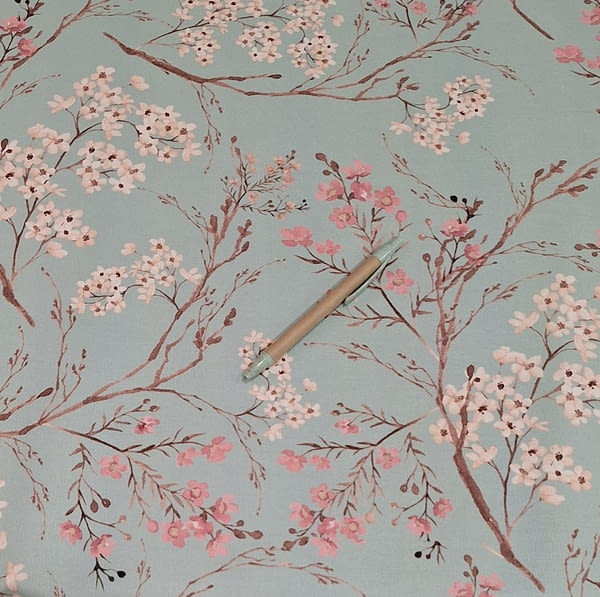 Tela half panamá verde agua flor de almendro - 4