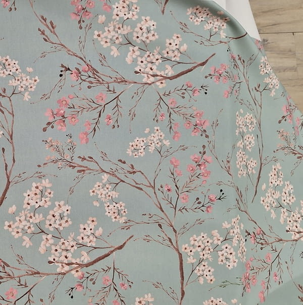 Tela half panamá verde agua flor de almendro - 5