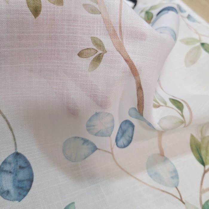 Tela visillo pétalos azul turquesa - 2