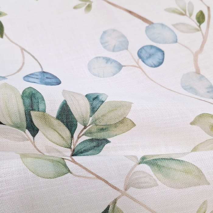 Tela visillo pétalos azul turquesa - 5