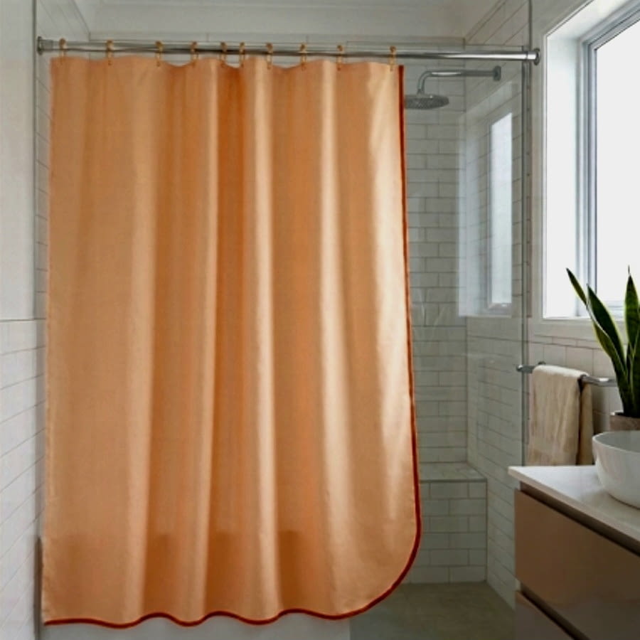 Cortina de baño naranja salmón de loneta