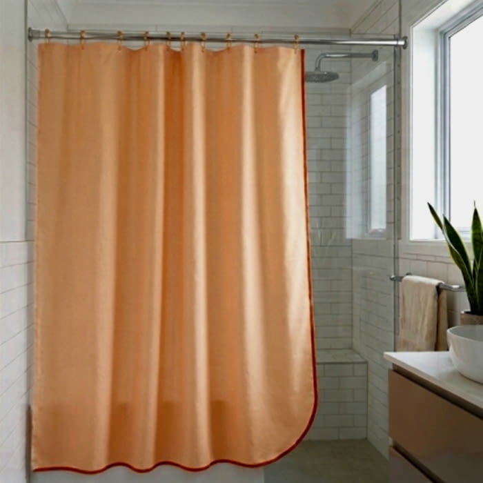 Cortina de baño naranja salmón de loneta