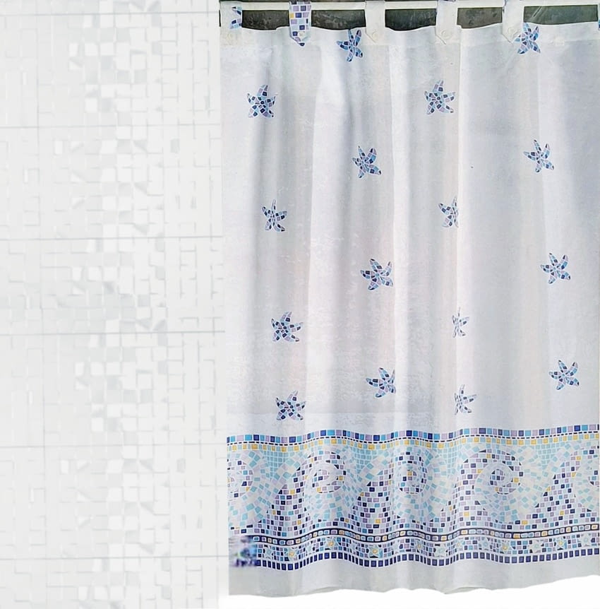 Cortina de baño estrellas de mar azul