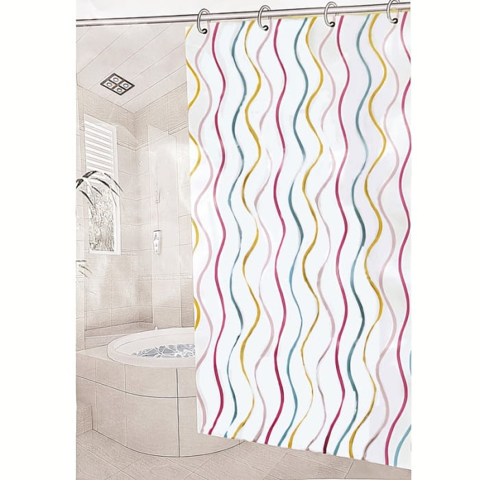 Cortina de baño con ondas de colores