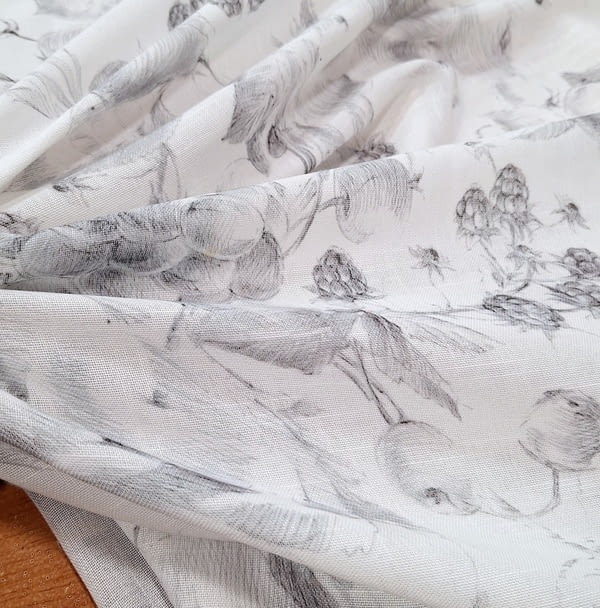 Tela de visillo de cocina blanco y gris - 1