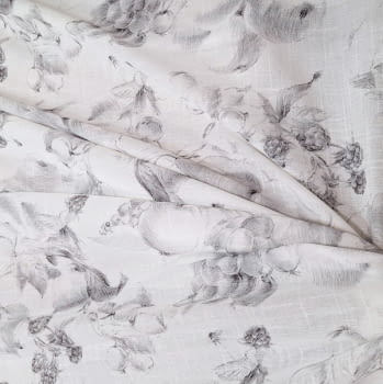 Tela de visillo de cocina blanco y gris - 4