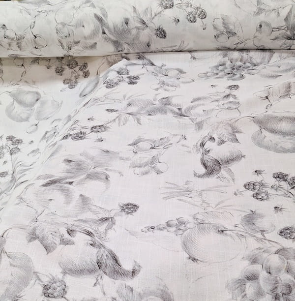 Tela de visillo de cocina blanco y gris - 5