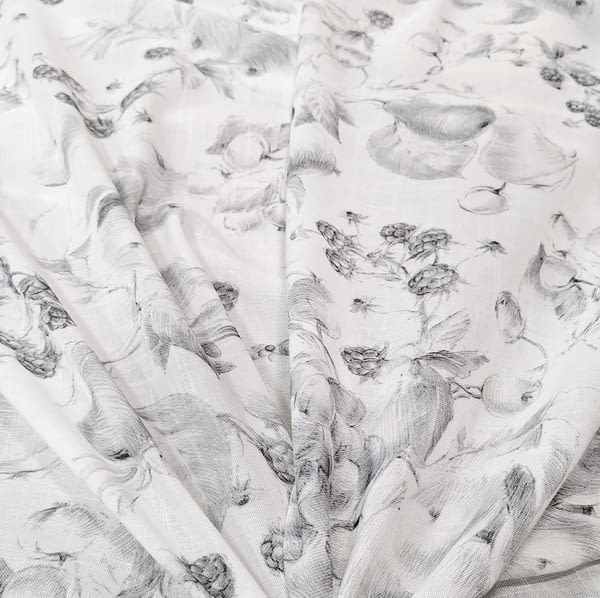 Tela de visillo de cocina blanco y gris - 6