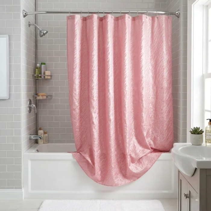 Cortina de baño rosa pvc efecto vidriera - 4