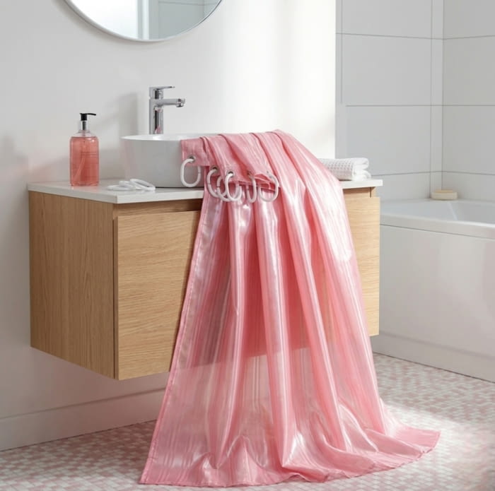 Cortina de baño pvc rayas rosa - 4