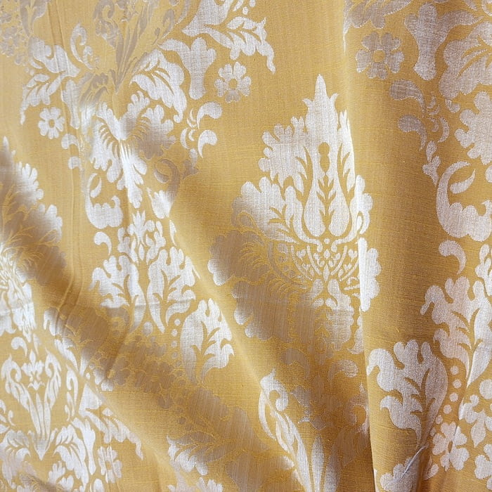 Retal tela jacquard amarillo damasco - 3