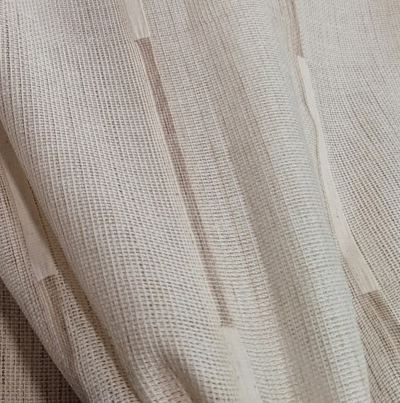 Retal por metros de visillo tupido rayas beige - 1