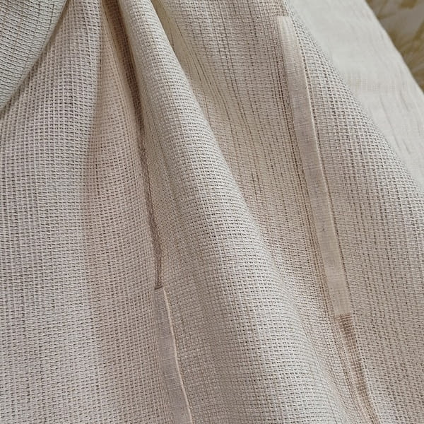 Retal por metros de visillo tupido rayas beige - 2