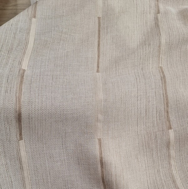 Retal por metros de visillo tupido rayas beige - 4