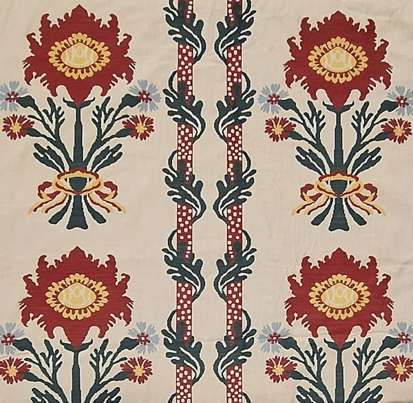 Retal tela jacquard flor roja 95 x 105 cm - 5