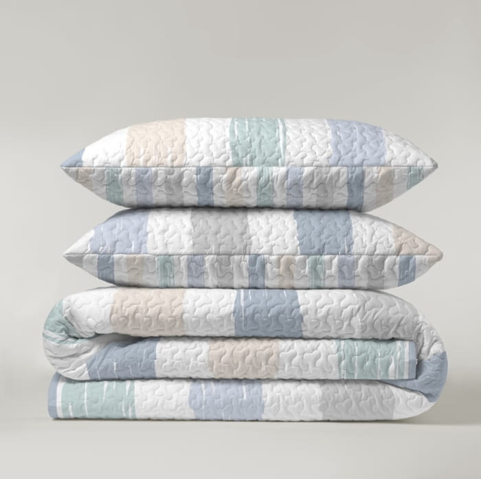 Colcha boutie reversible rayas azules 105 - 1