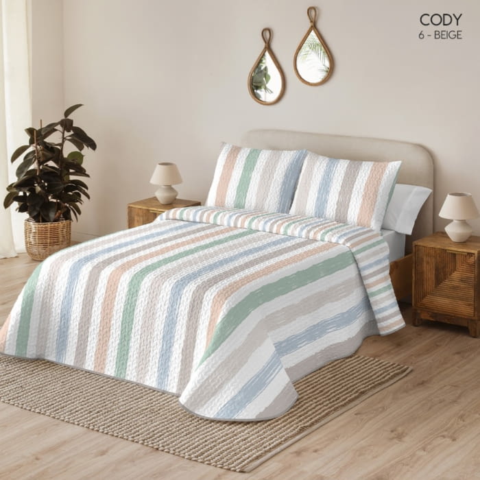 Colcha boutie reversible rayas verdes