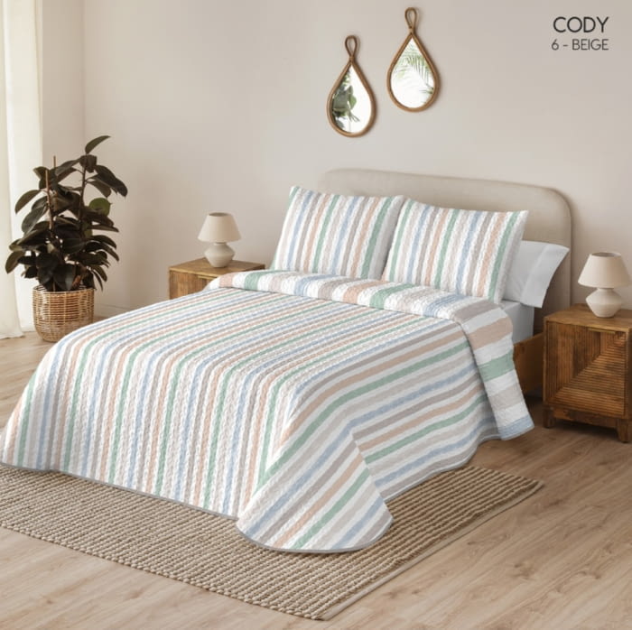 Colcha boutie reversible rayas verdes - 1