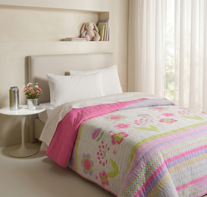 Colcha Boutie Flor rosa Cama 90