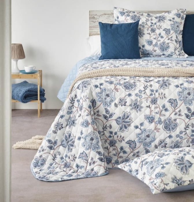 Colcha boutie flores azules