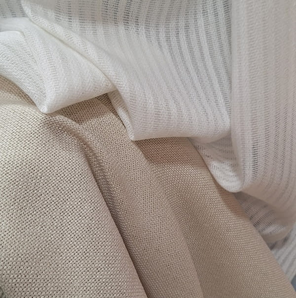 Tela visillo tupido trama gruesa beige lino - 3