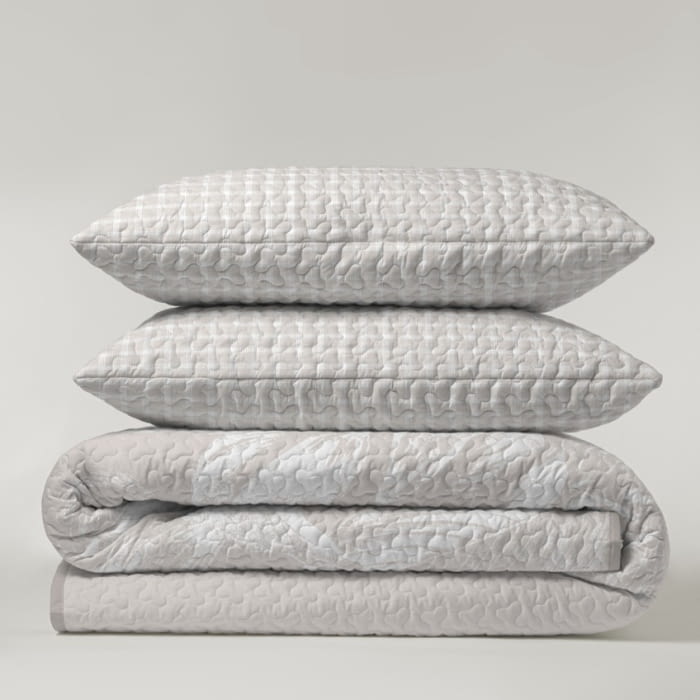 Colcha boutie reversible hojas desdibujadas beige - 3