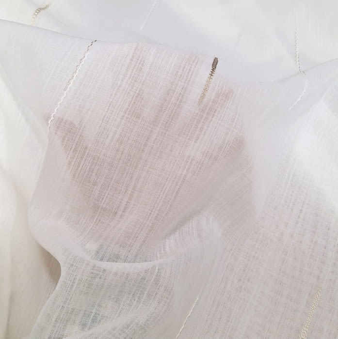 Tela visillo rayas beige trazas - 1