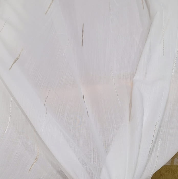 Tela visillo rayas beige trazas - 3
