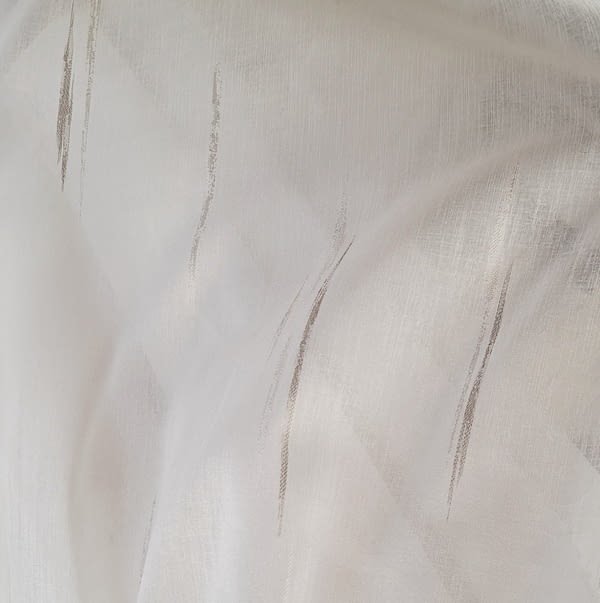 Tela visillo rayas beige trazas - 3