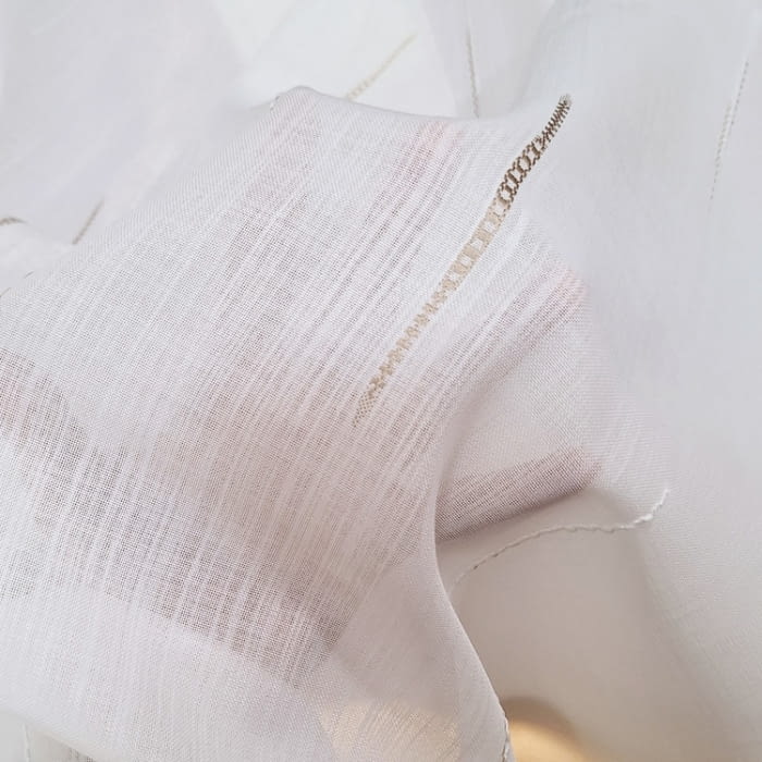 Tela visillo rayas beige trazas - 4