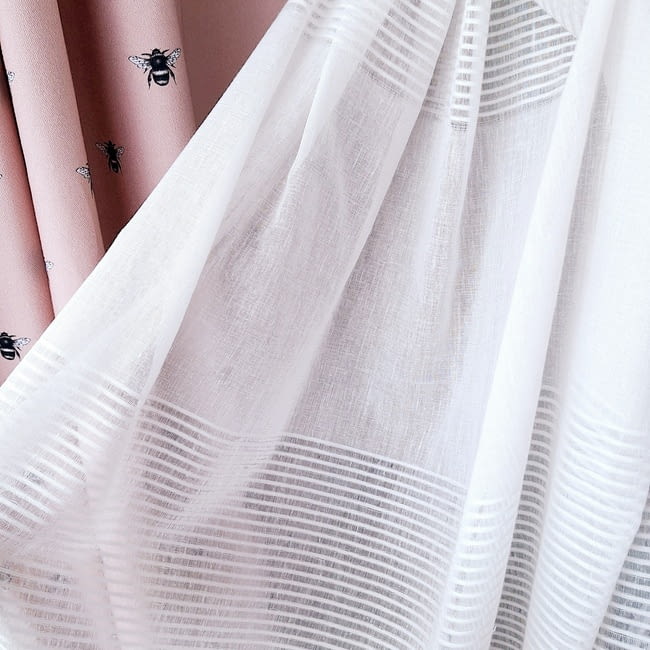 Tela visillo blanco gasa rayitas horizontales