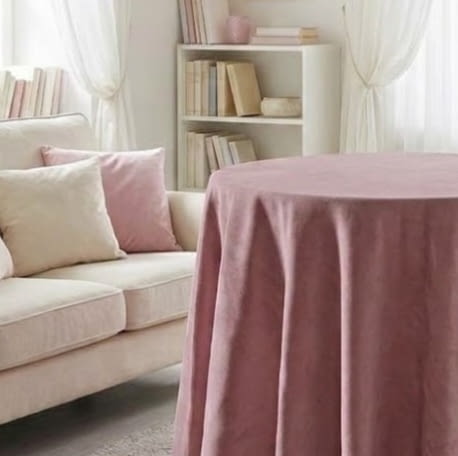 Faldilla mesa camilla terciopelo rosa 90 - 1