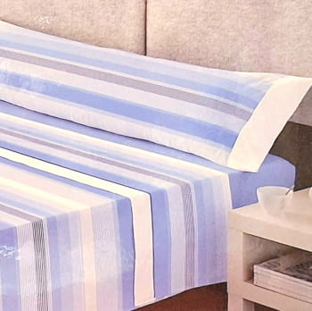 Juego de sábanas rayas azules y blancas. Cama 150 - 1