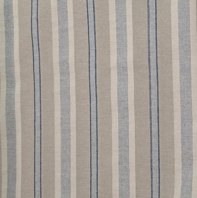 Tela panamá rayas azul y beige lino