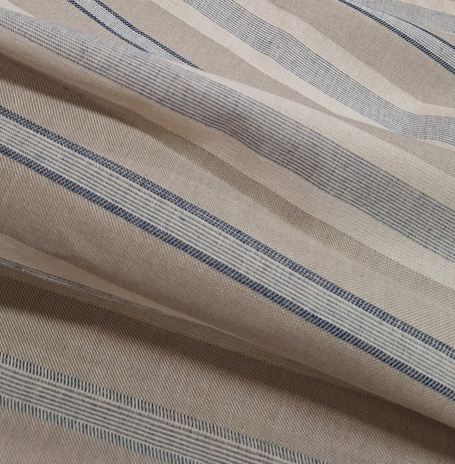 Tela panamá rayas azul y beige lino - 3