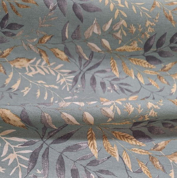 Tela por metros resinada azul verdoso hojas - 1