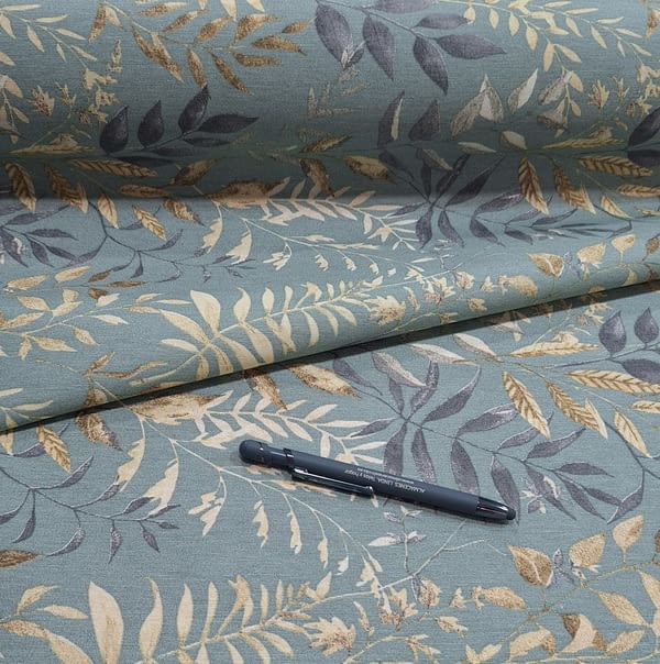 Tela por metros resinada azul verdoso hojas - 2