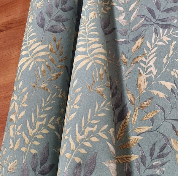 Tela por metros resinada azul verdoso hojas - 4