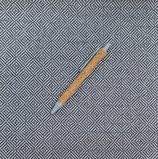 Tela tapicería geométrica azul y blanco - 1