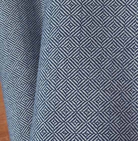 Tela tapicería geométrica azul y blanco - 4