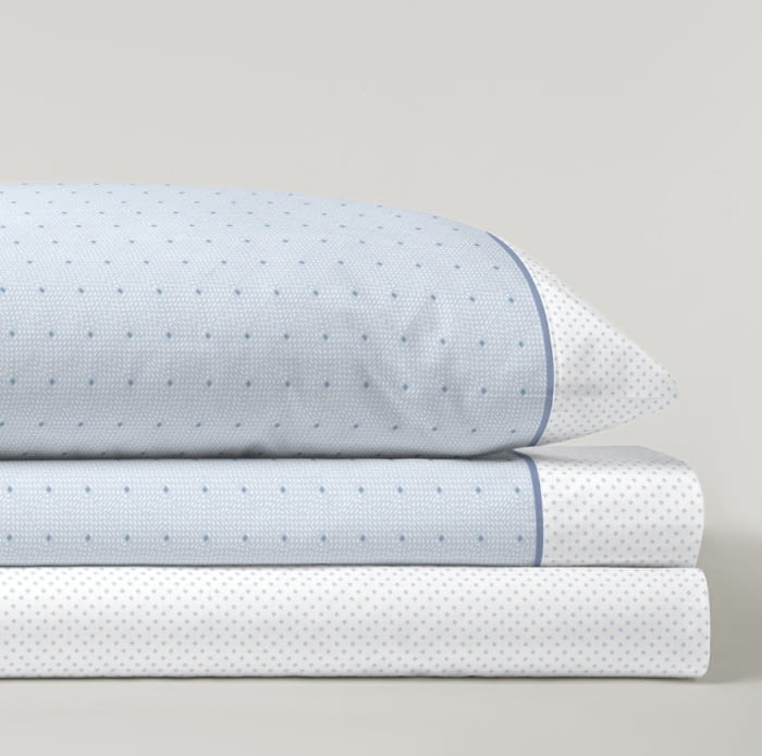 Sábanas de algodón topitos azules. Cama 90