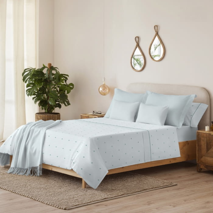 Sábanas de topos verdes. Cama 90, 150 - 1