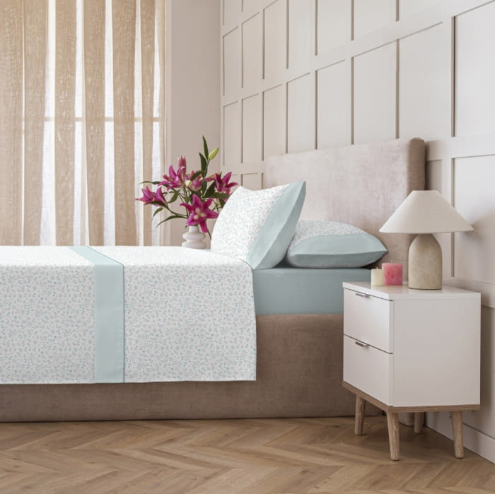 Sábanas florecitas Liberty menta - 1