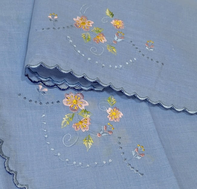 Sábanas azules bordadas florecitas. Cama 135 - 1