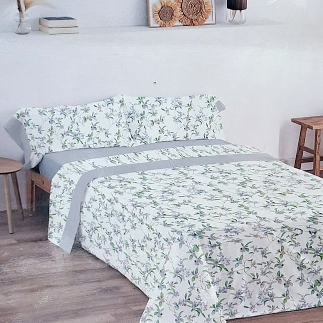 Sábanas florecitas grises. Cama 90, 135, 150 - 1